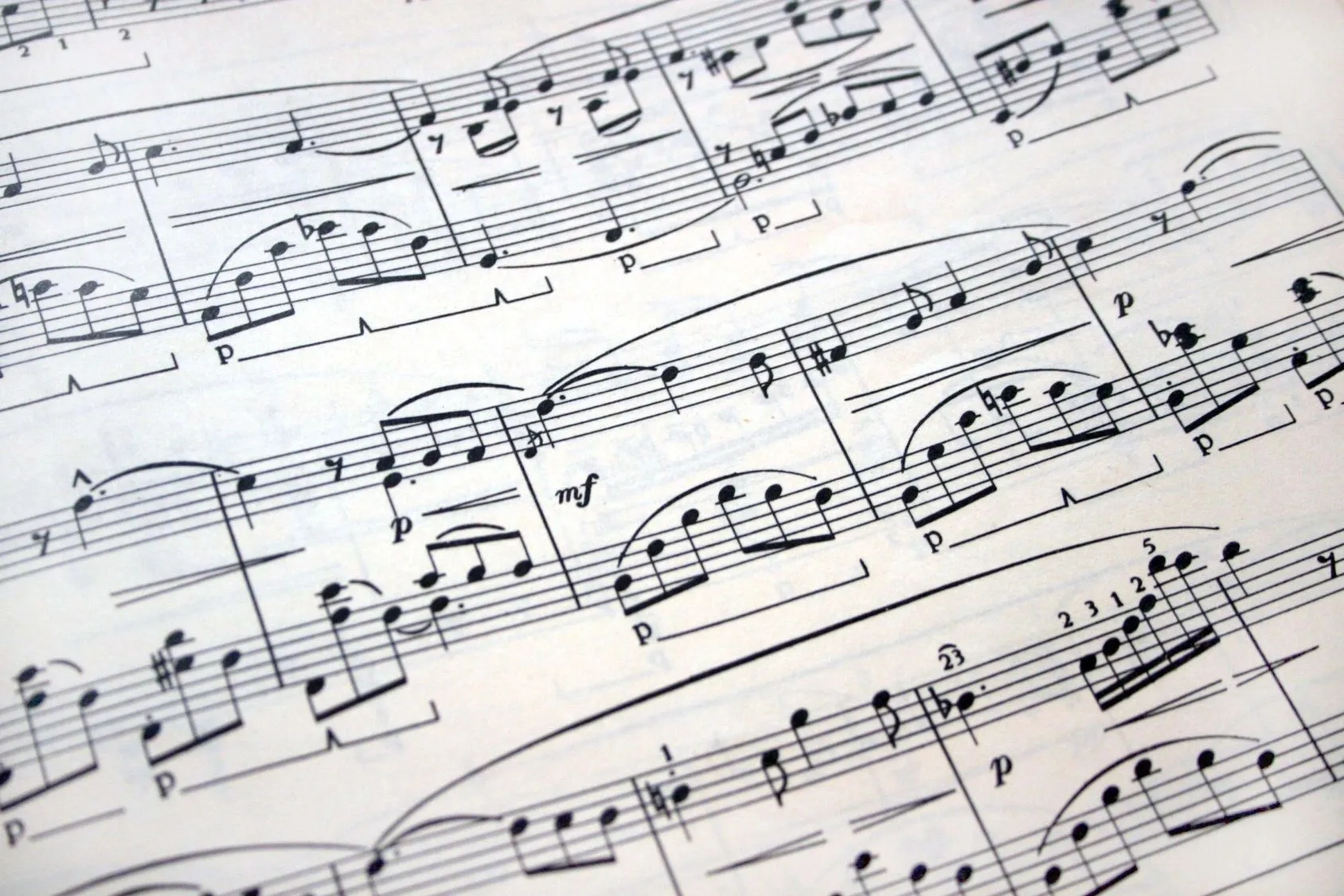 A close up of sheet music with musical notes